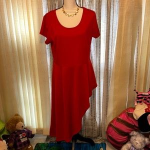 Red Hi-Low Asymmetrical Dress